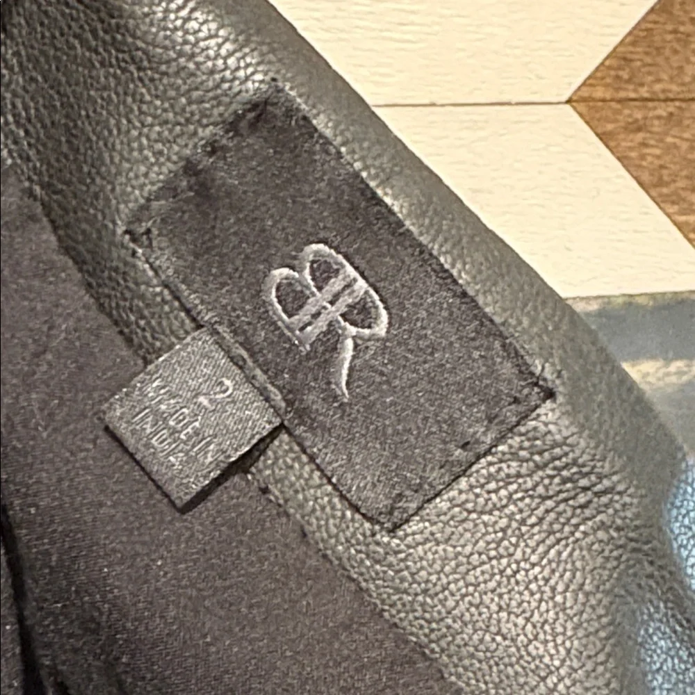 Banana Republic BR Monogram Black Lamb Leather Mini Dress size 2
